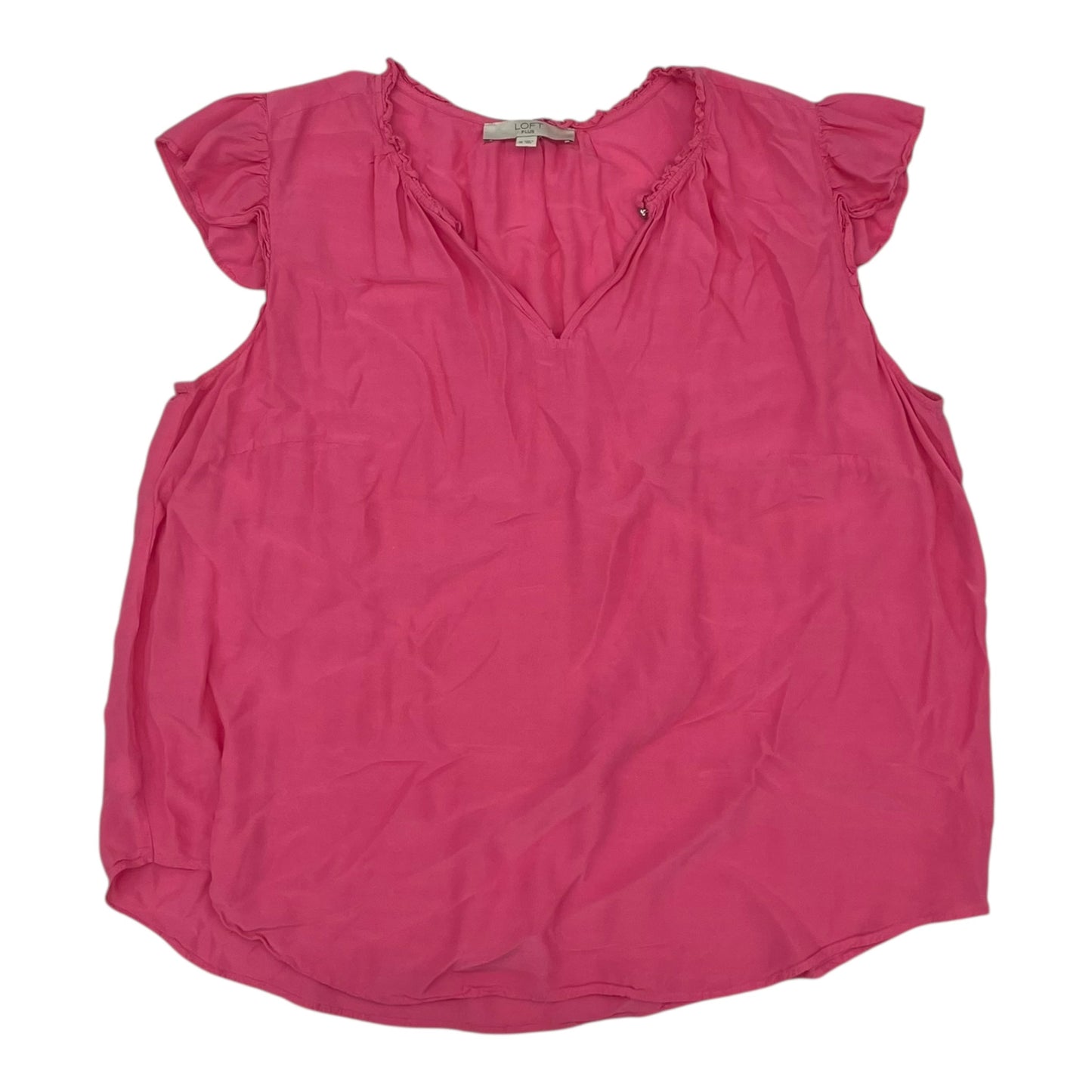 Blouse Ss By Loft In Pink, Size:1X