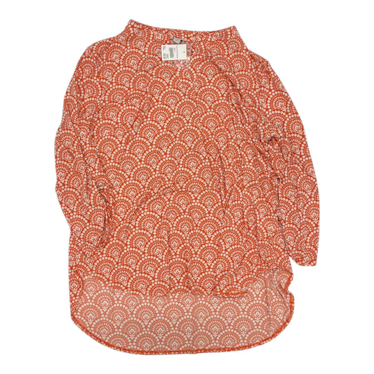 Blouse 3/4 Sleeve By Cato In Orange & White, Size:3X
