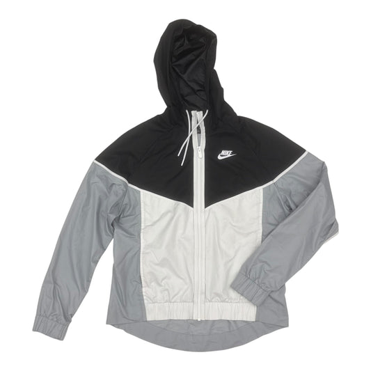 Athletic Jacket By Nike In Black & Grey, Size:M