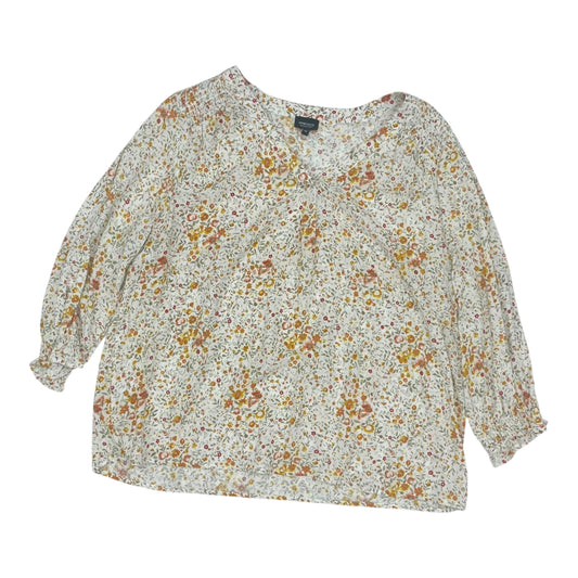 Blouse 3/4 Sleeve By Jones And Co In Floral Print, Size:1X