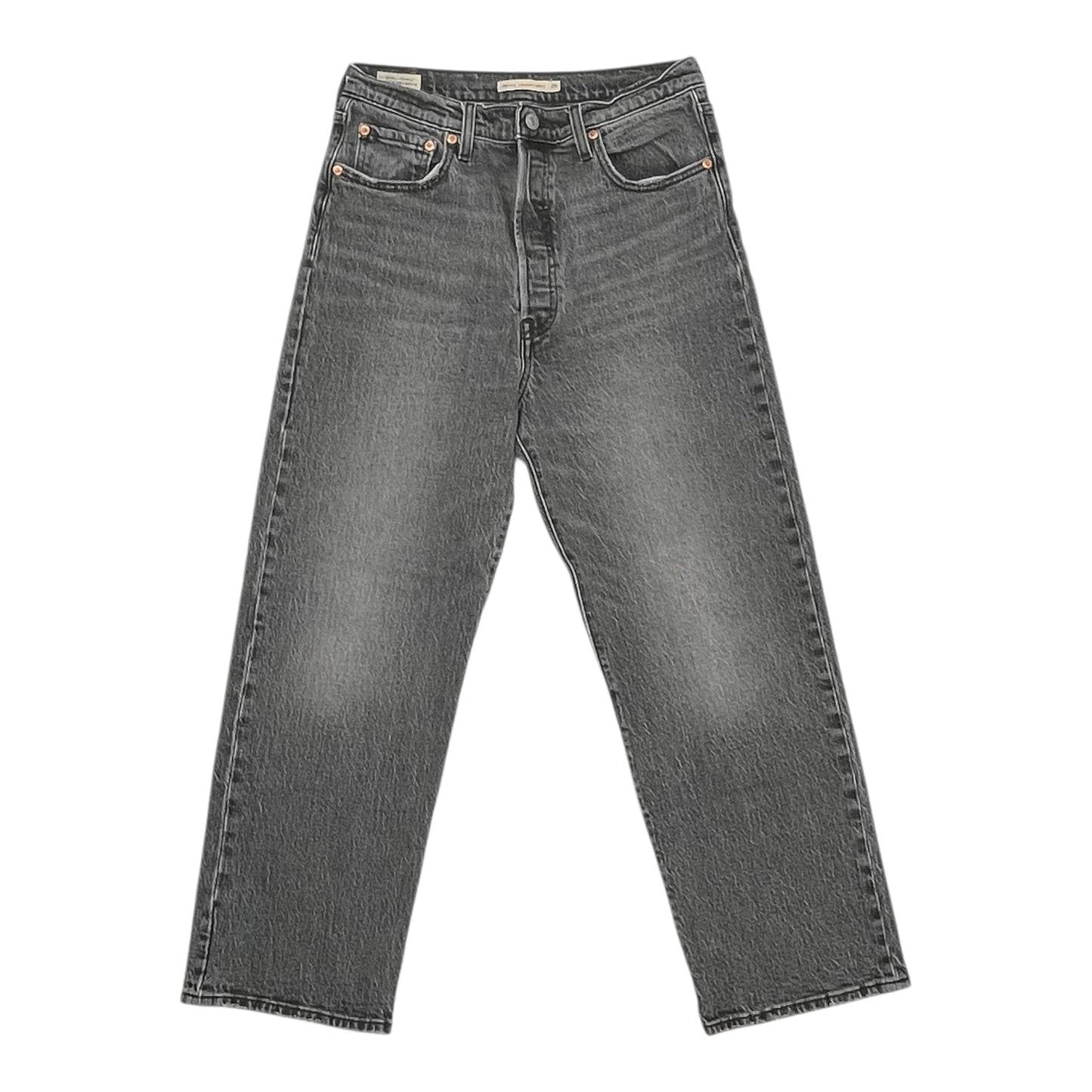 Jeans Straight By Levis In Black Denim, Size:8