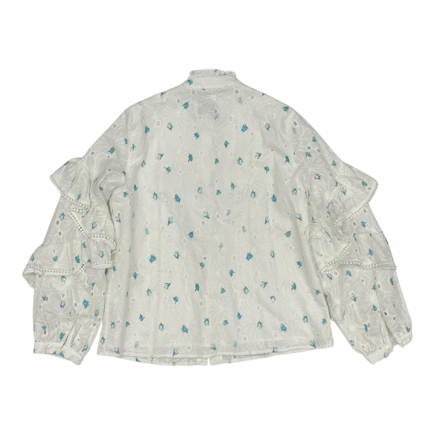 Blouse Ls By Clothes Mentor In Blue & White, Size:M