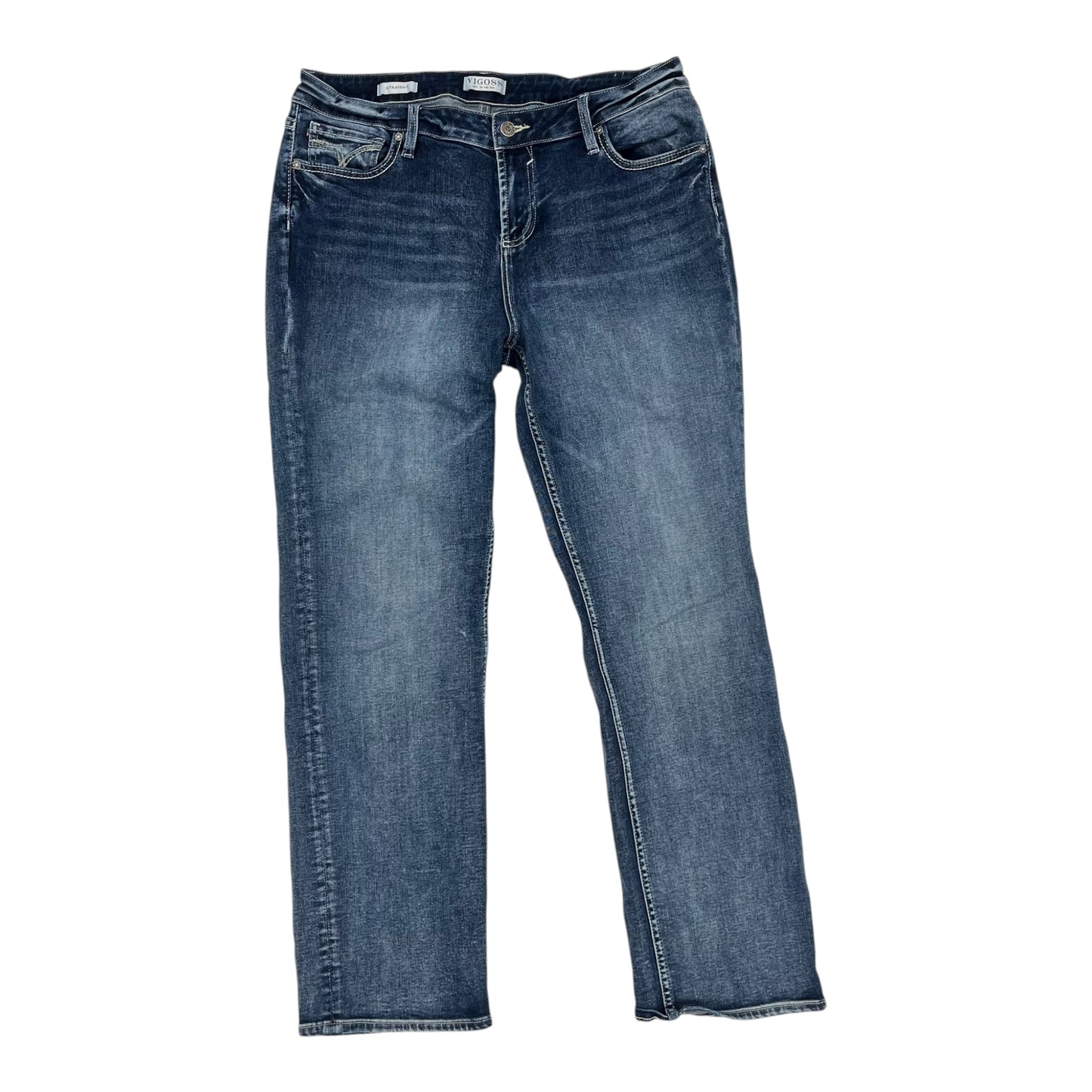 Jeans Straight By Vigoss In Blue Denim, Size:16