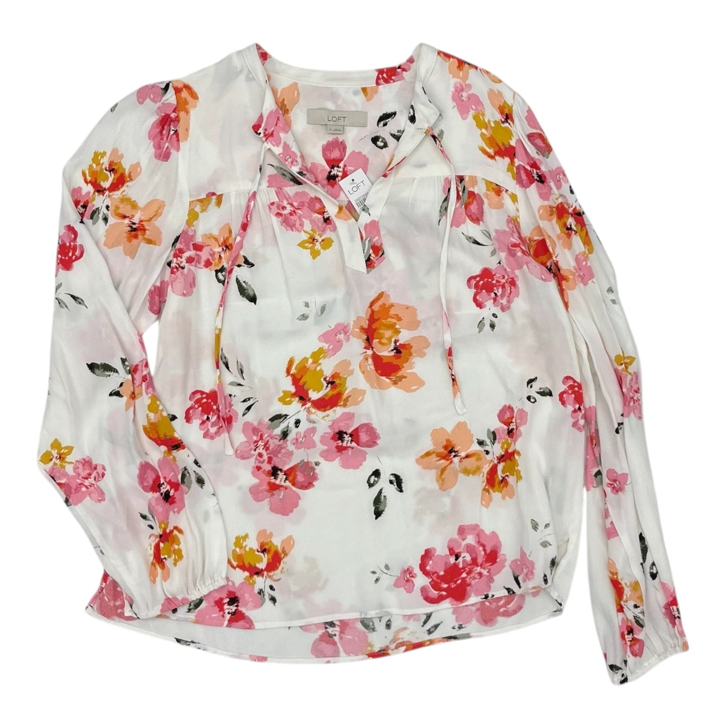 Blouse Ls By Loft In Floral Print, Size:M