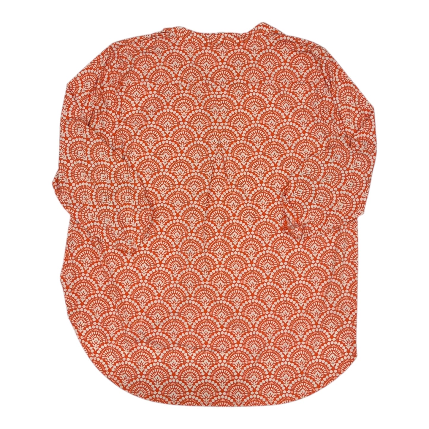 Blouse 3/4 Sleeve By Cato In Orange & White, Size:3X