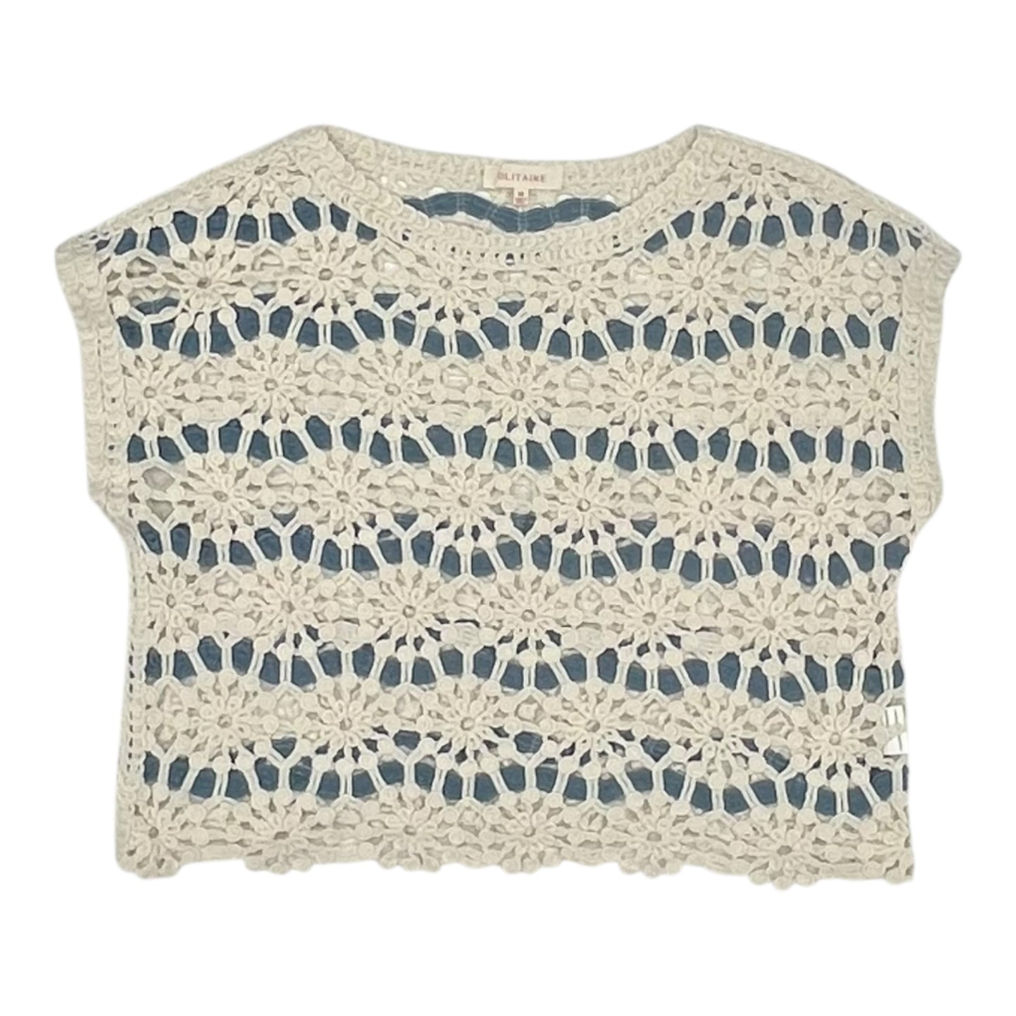 Vest Sweater By Solitaire In Blue & Cream, Size:M