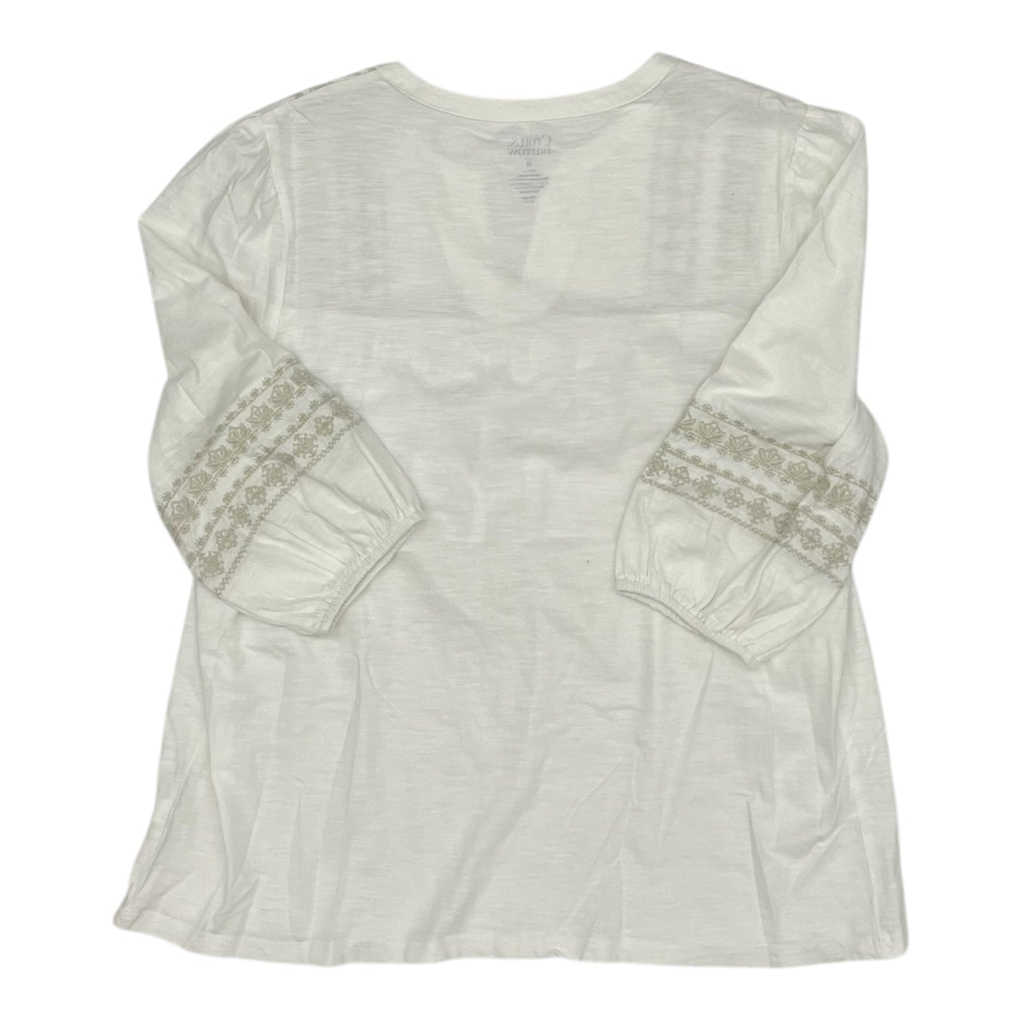 Top 3/4 Sleeve By Croft And Barrow In Cream, Size:M