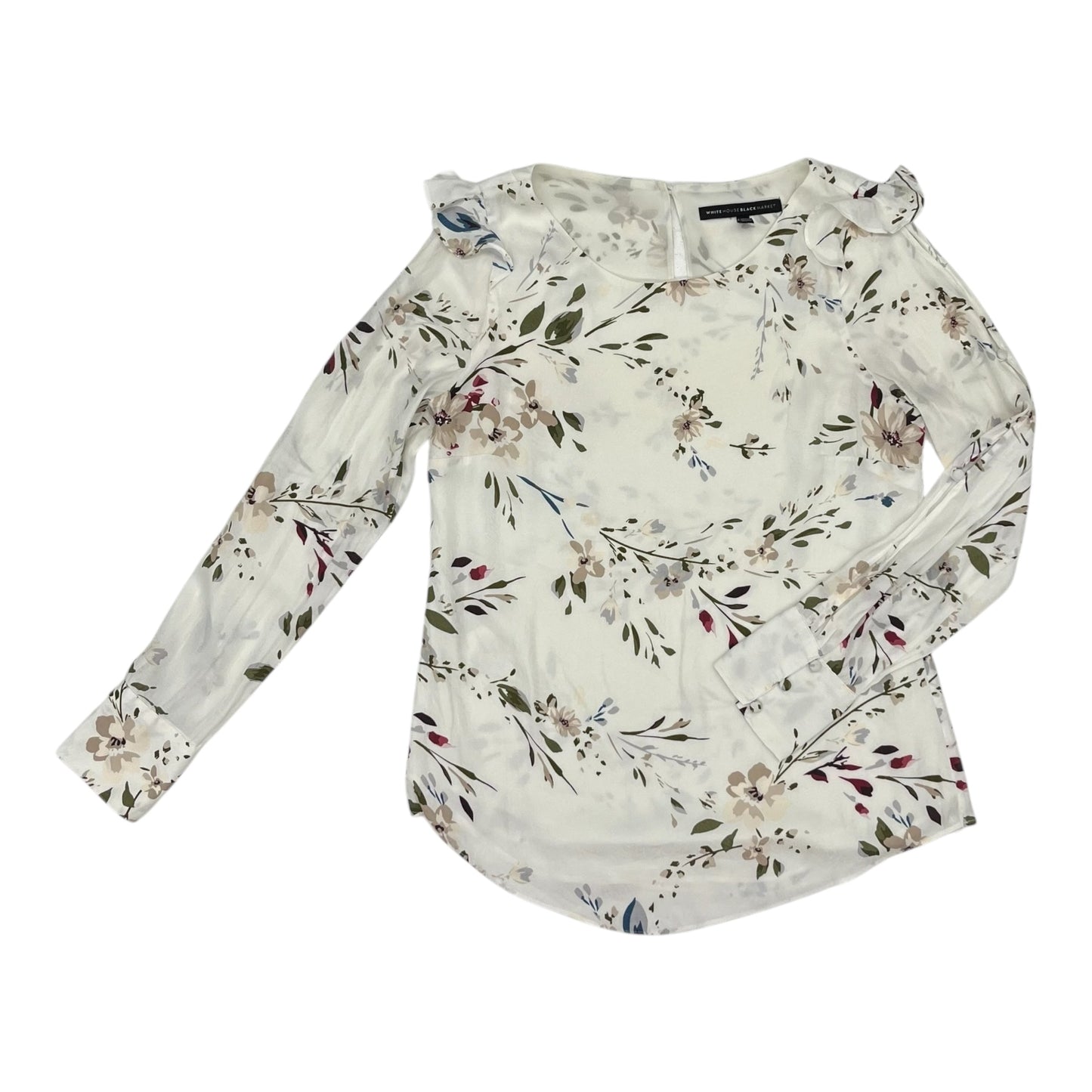 Blouse Ls By White House Black Market In Floral Print, Size:Xs