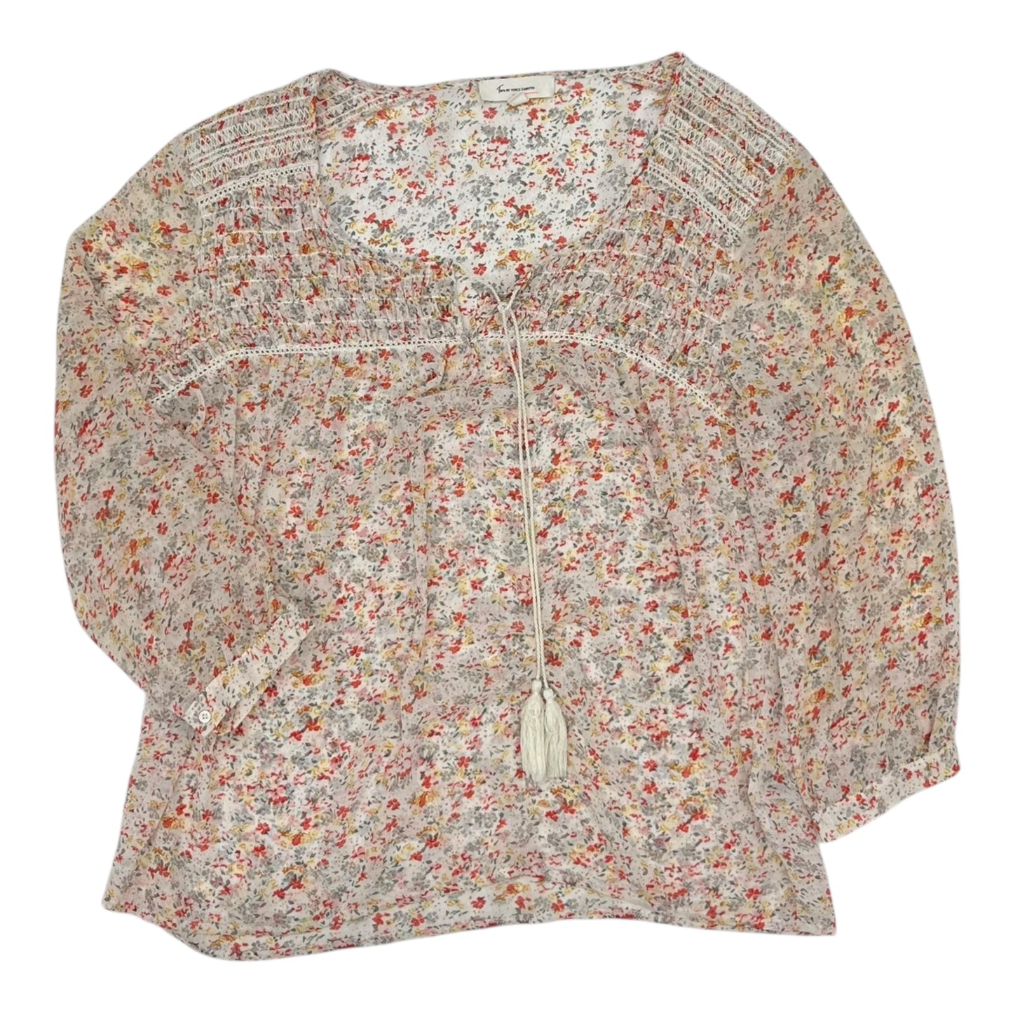 Blouse 3/4 Sleeve By Two By Vince Camuto In Floral Print, Size:L