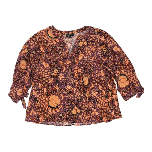 Blouse Ls By Rachel Zoe In Orange & Purple, Size:2X
