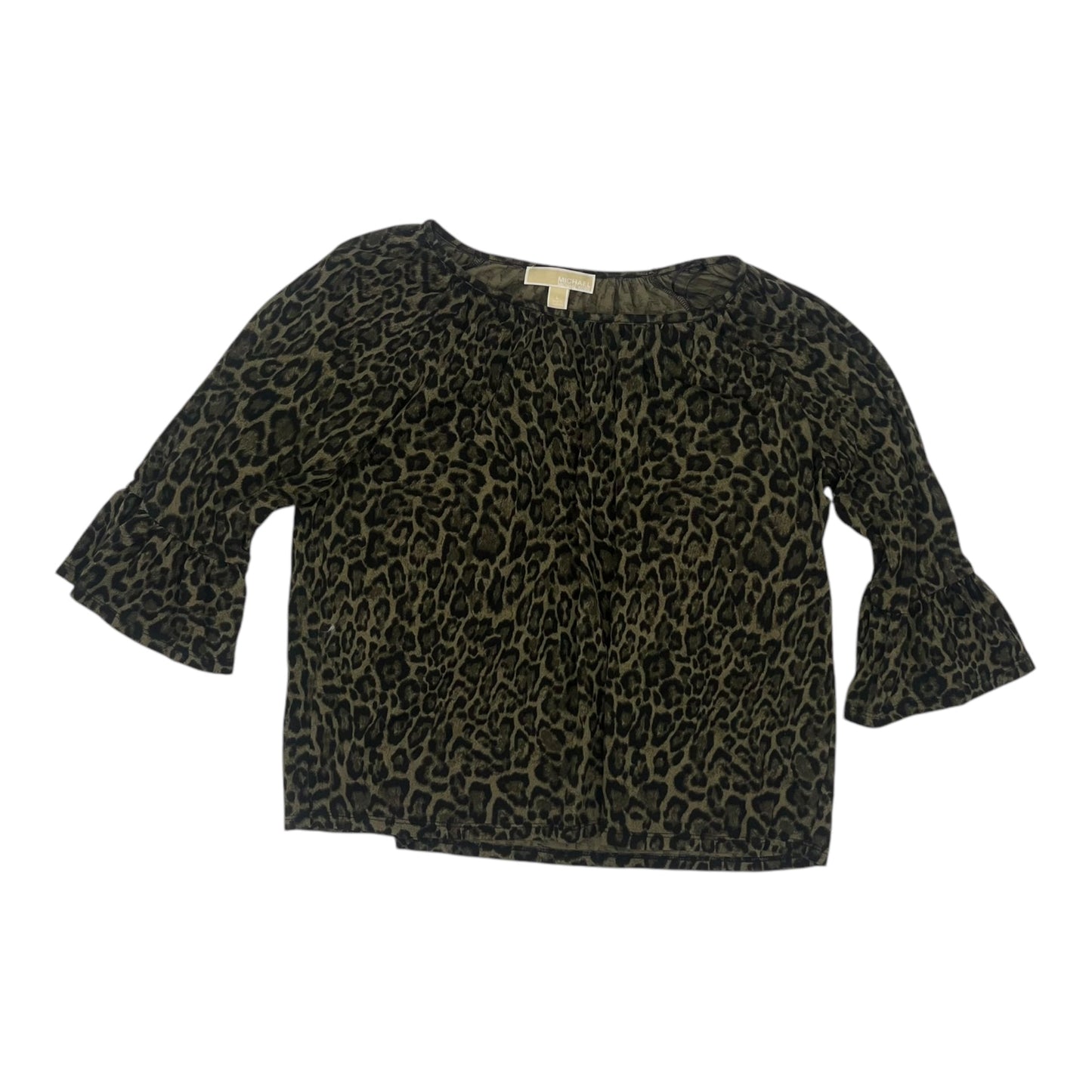Top 3/4 Sleeve Designer By Michael Kors In Green, Size:L