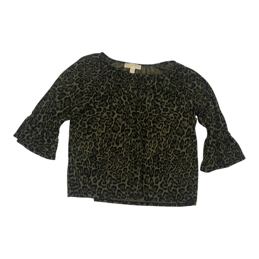 Top 3/4 Sleeve Designer By Michael Kors In Green, Size:L