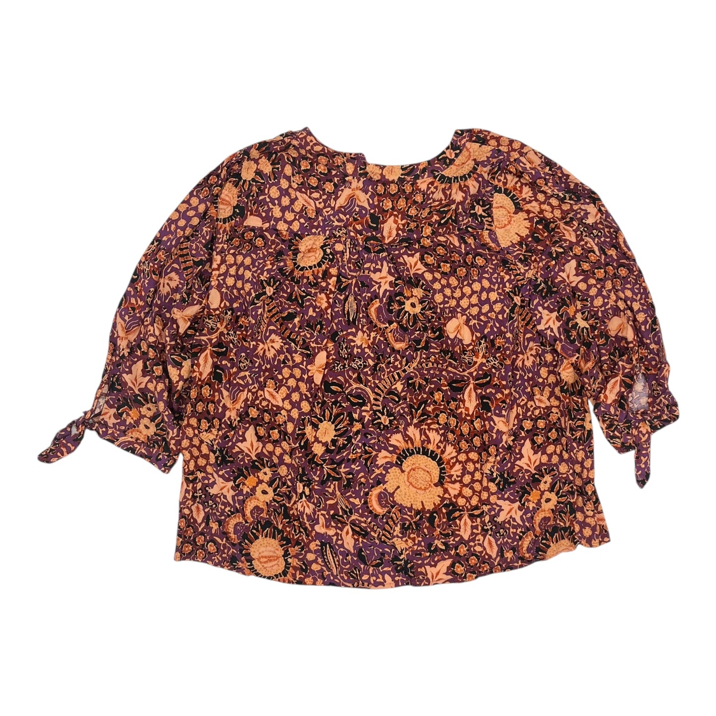 Blouse Ls By Rachel Zoe In Orange & Purple, Size:2X