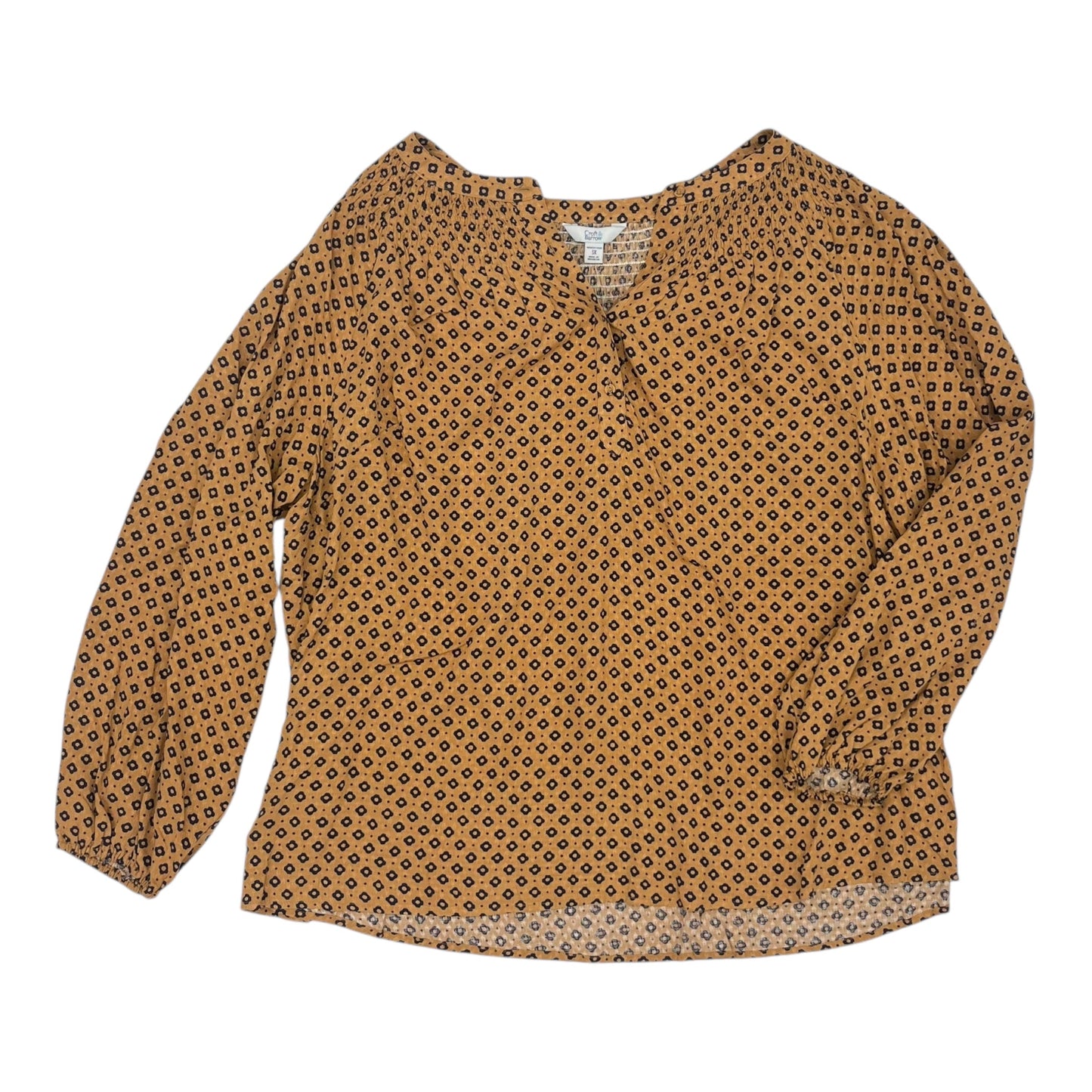 Blouse Ls By Croft And Barrow In Tan, Size:3X