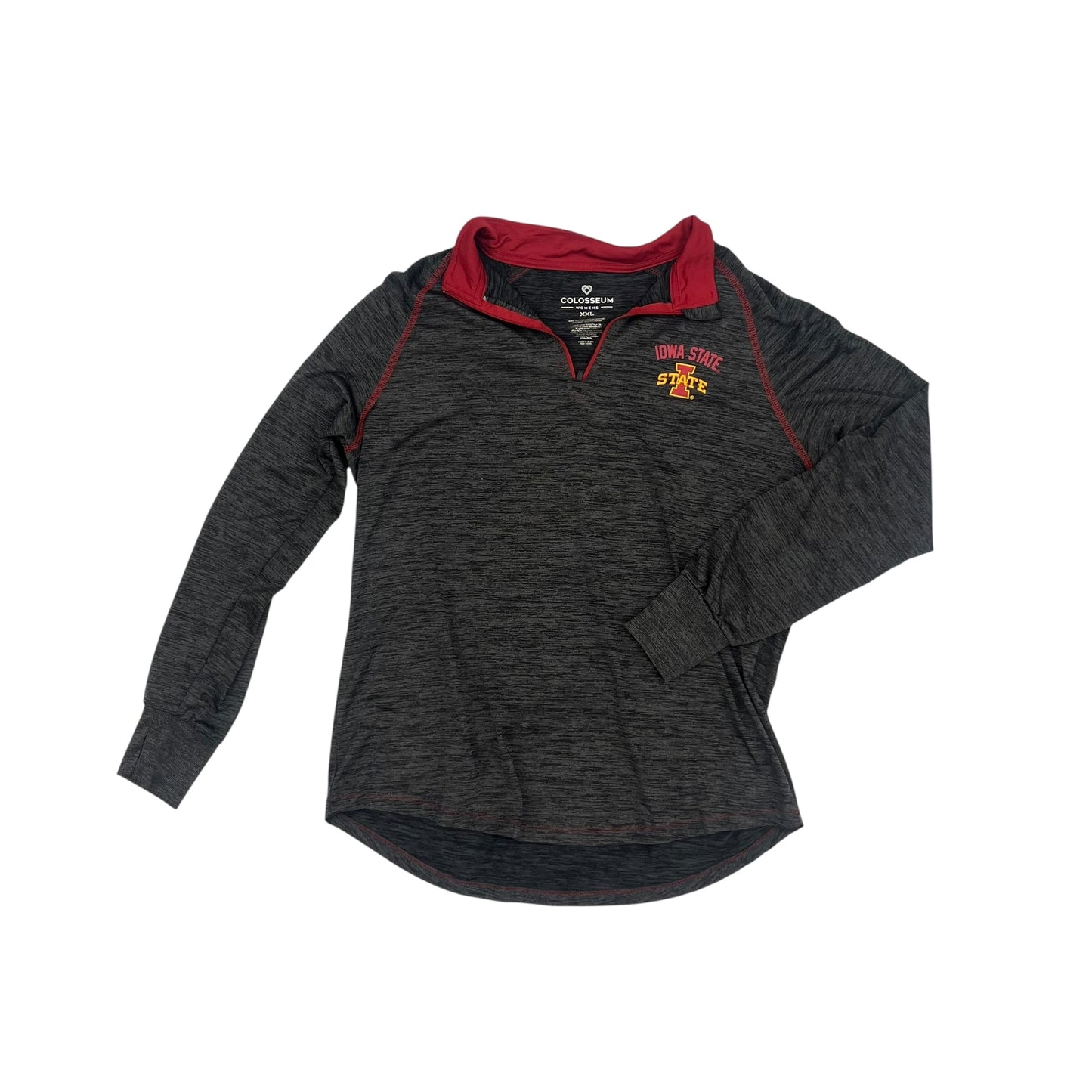 Athletic Top Ls Collar By Colosseum In Grey & Red, Size:Xxl