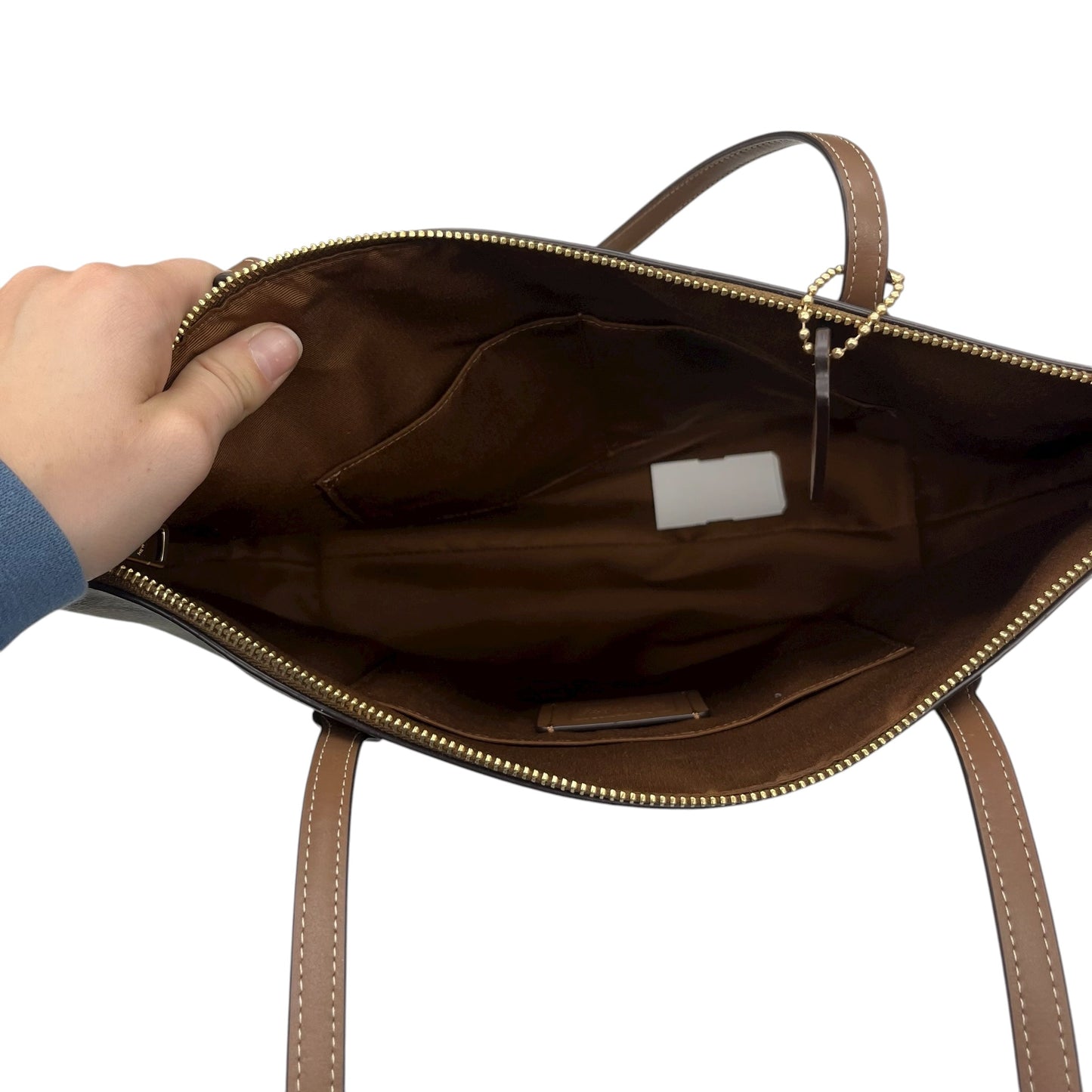 Handbag Designer By Coach In Tan, Size:Medium