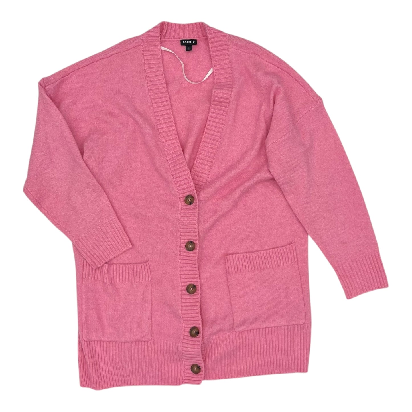 Sweater Cardigan By Torrid In Pink, Size:1X