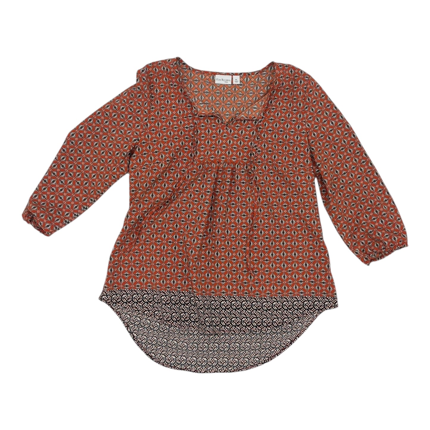 Blouse 3/4 Sleeve By Kim Rogers In Orange, Size:Lp