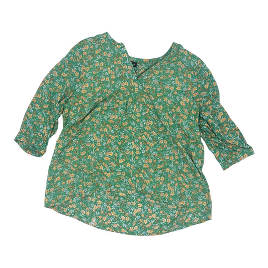 Blouse 3/4 Sleeve By Jones And Co In Green, Size:1X