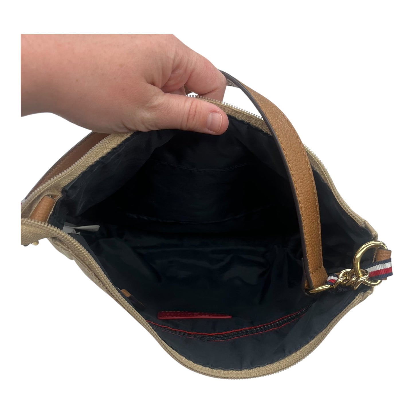 Handbag By Tommy Hilfiger In Tan, Size:Medium