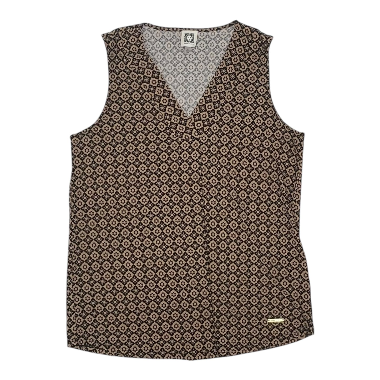 Blouse Sleeveless By Anne Klein In Black & Tan, Size:S