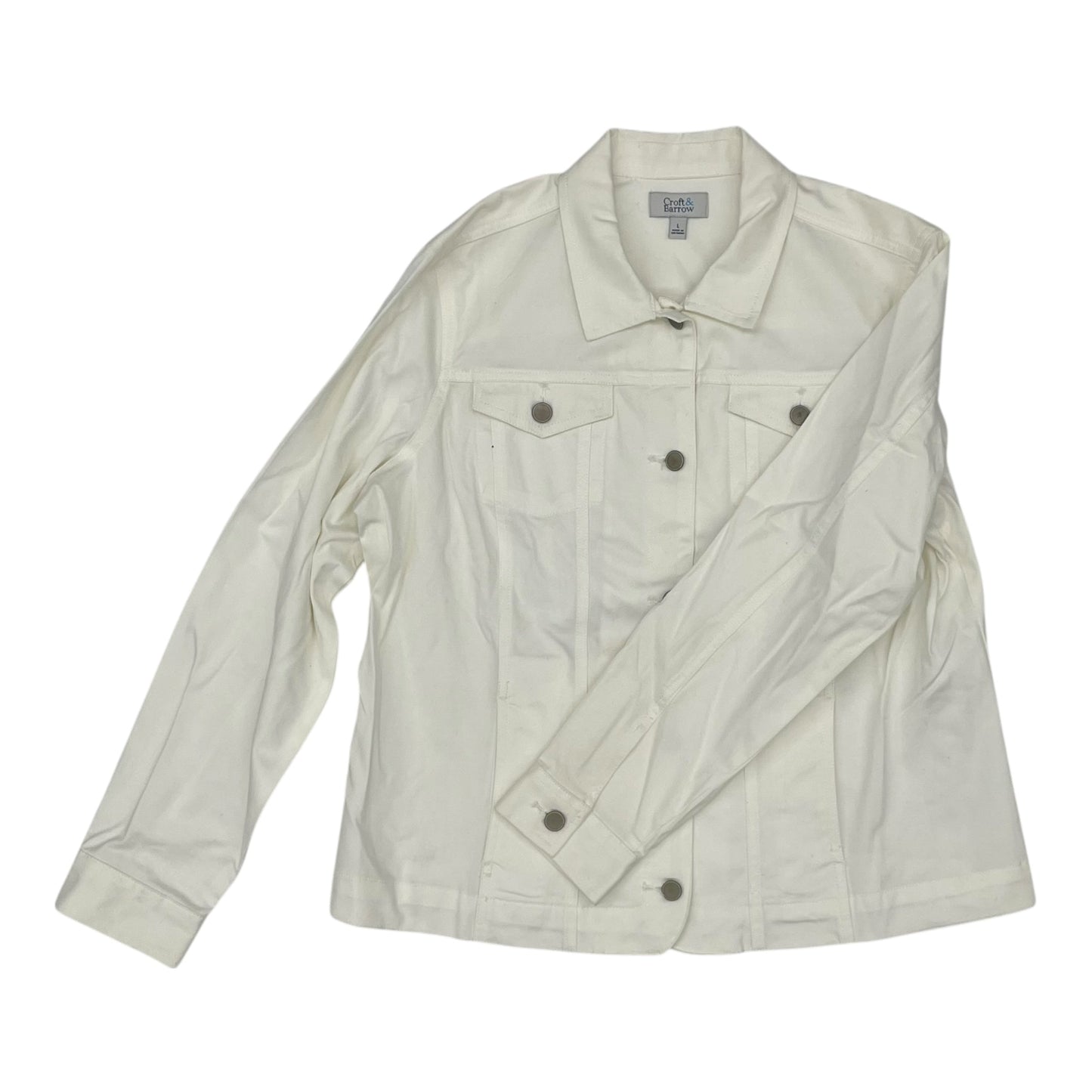 Jacket Denim By Croft And Barrow In Cream, Size:L