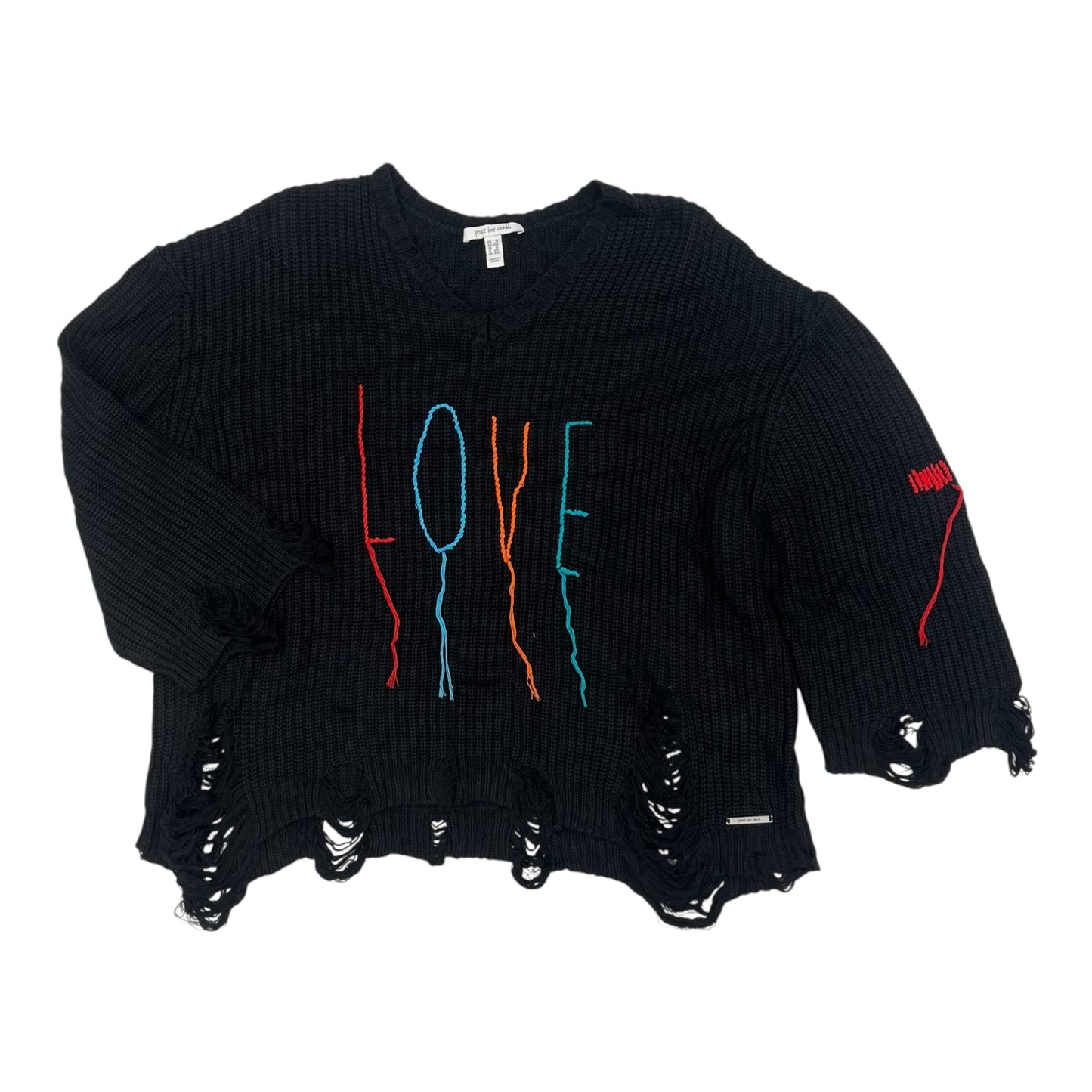 Sweater By Peace Love World In Black, Size:1X