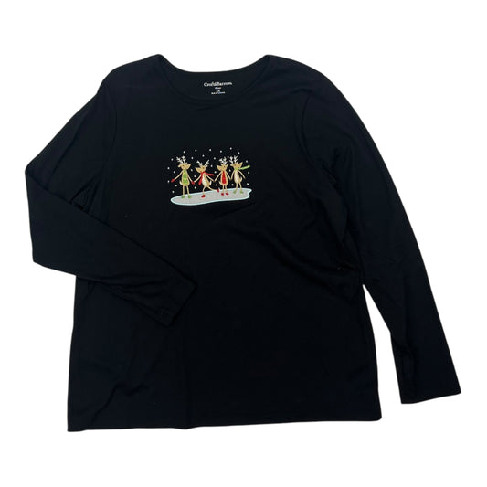 TOP LS by CROFT AND BARROW in BLACK, Size:1X