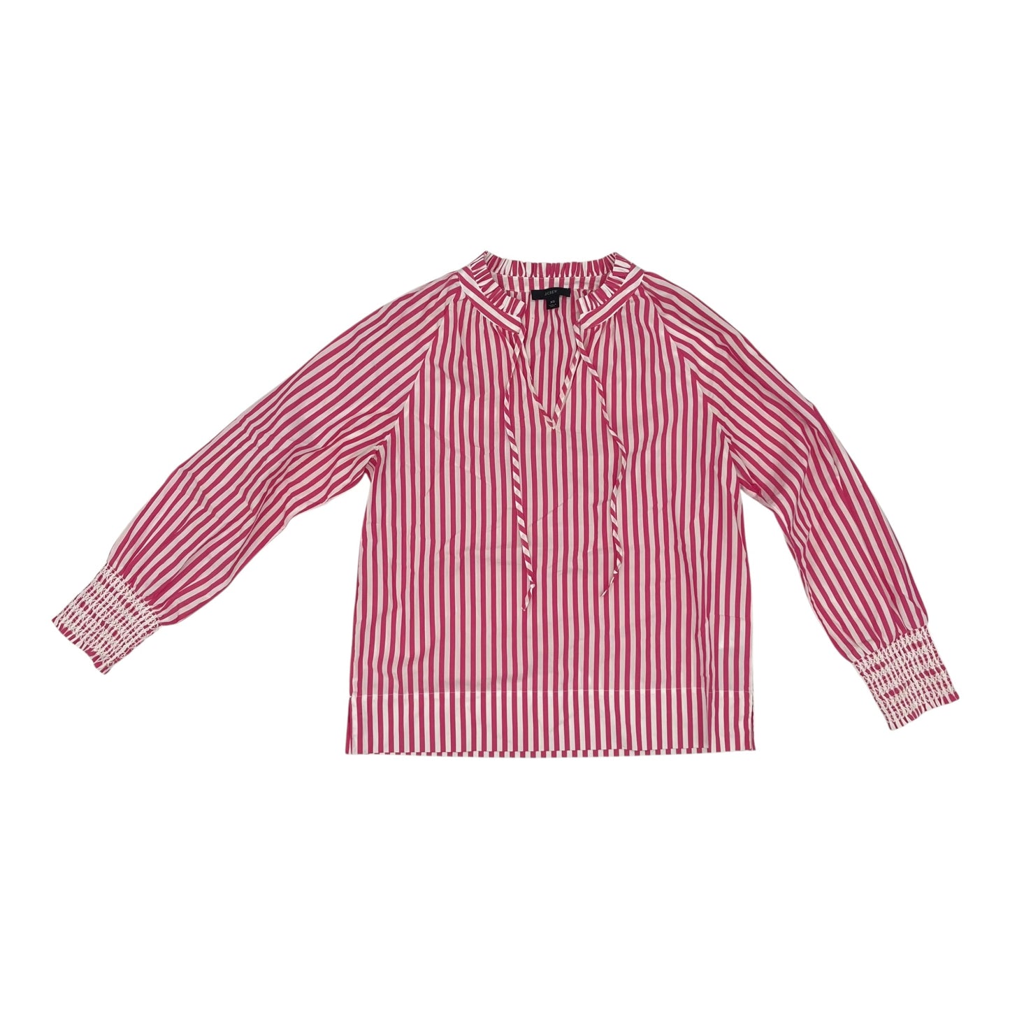 BLOUSE LS by J. CREW in PINK & WHITE, Size:XS