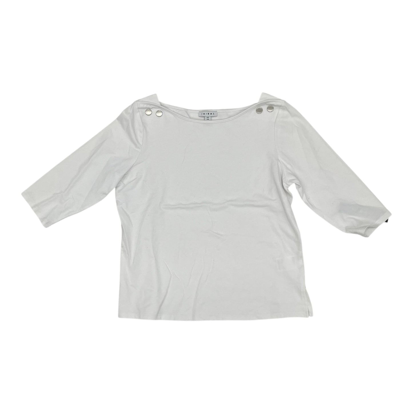 Top 3/4 Sleeve By Tribal In White, Size:Sp