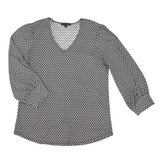 Blouse 3/4 Sleeve By Adrianna Papell In Black & White, Size:S