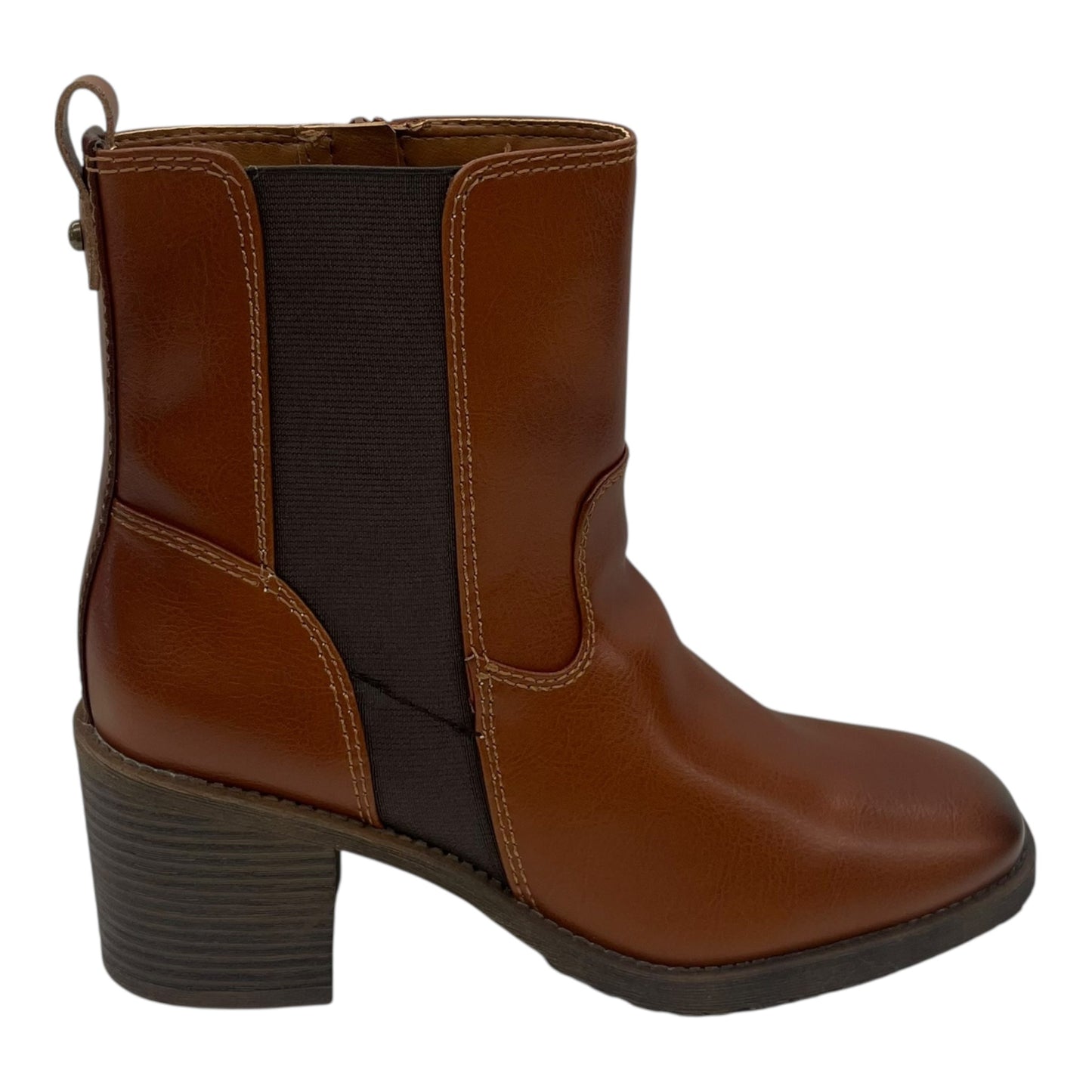 Boots Ankle Heels By Clothes Mentor In Brown, Size:9.5