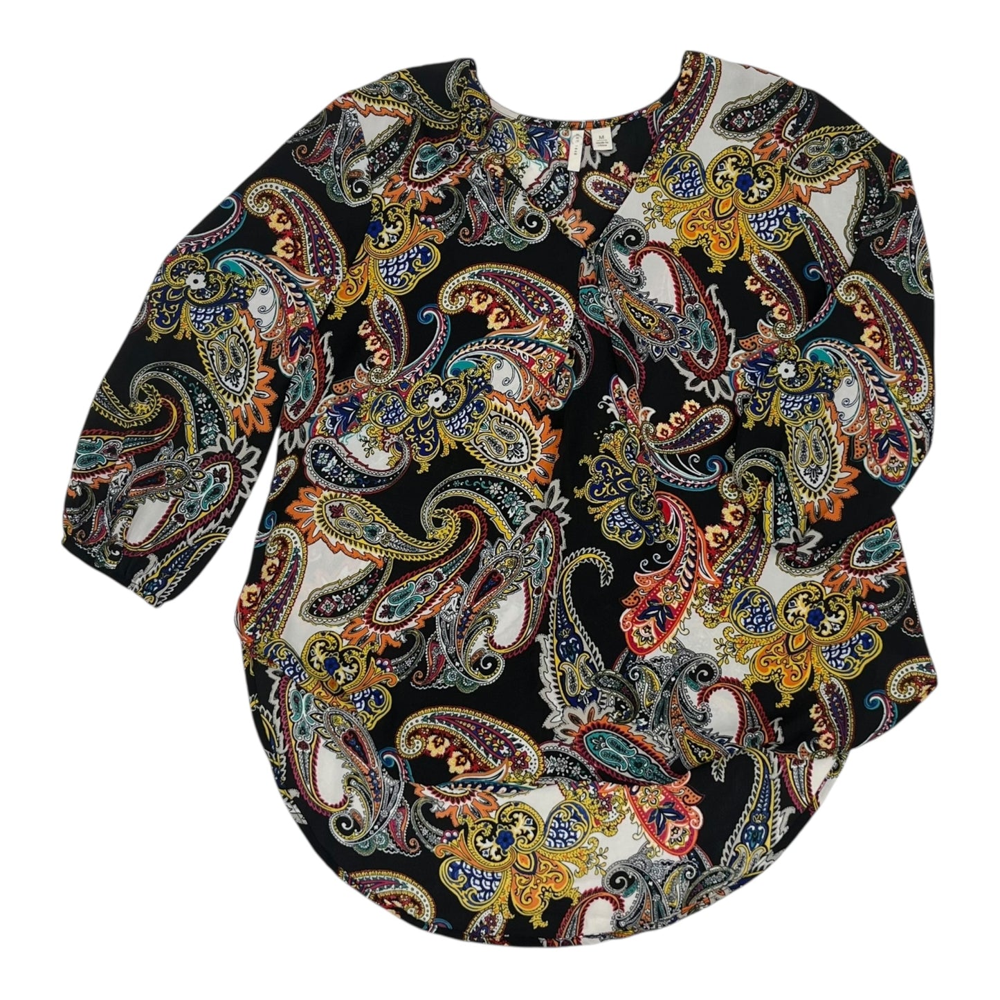 Blouse 3/4 Sleeve By Cato In Black, Size:M