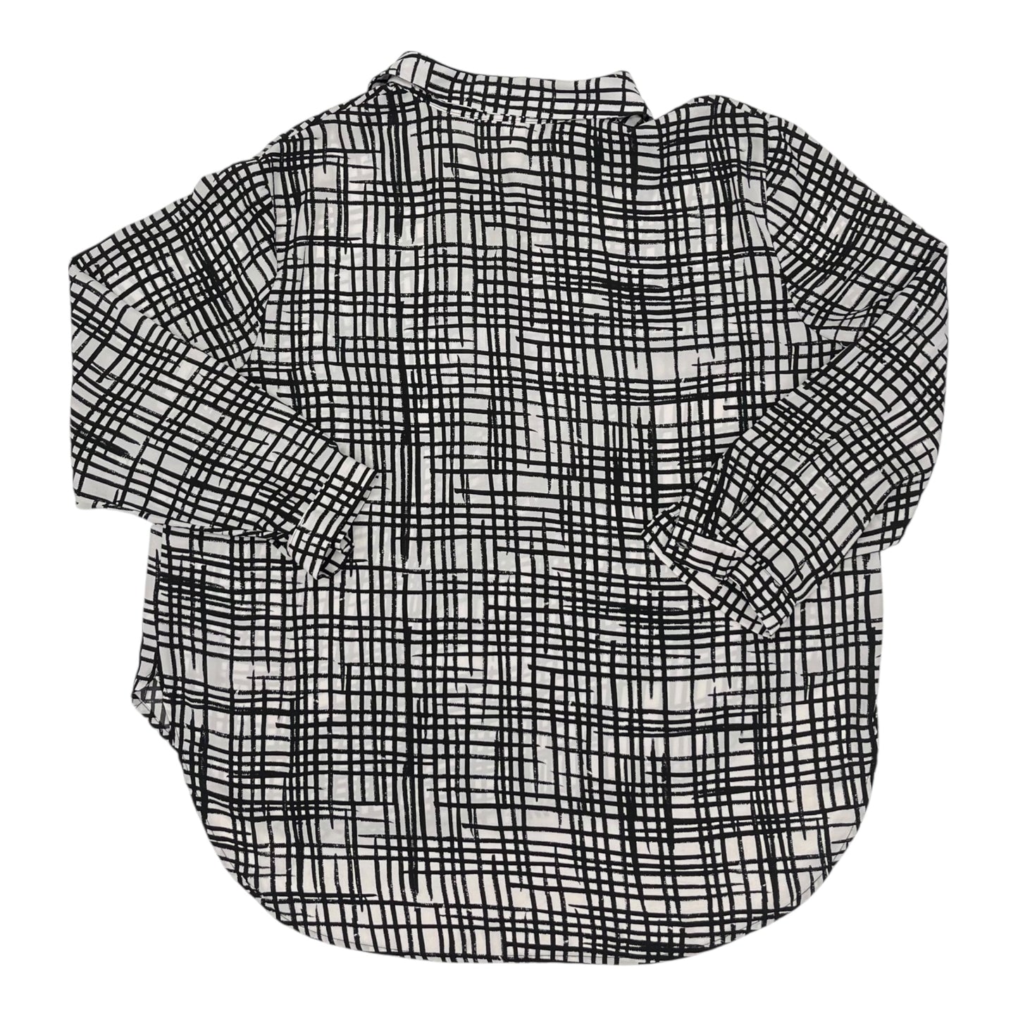 Blouse Ls By Ava & Viv In Black & Cream, Size:2X