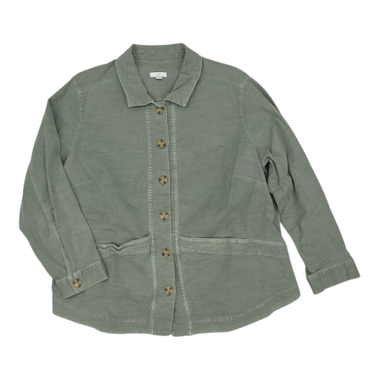 Jacket Shirt By J. Jill In Green Denim, Size:Xlp