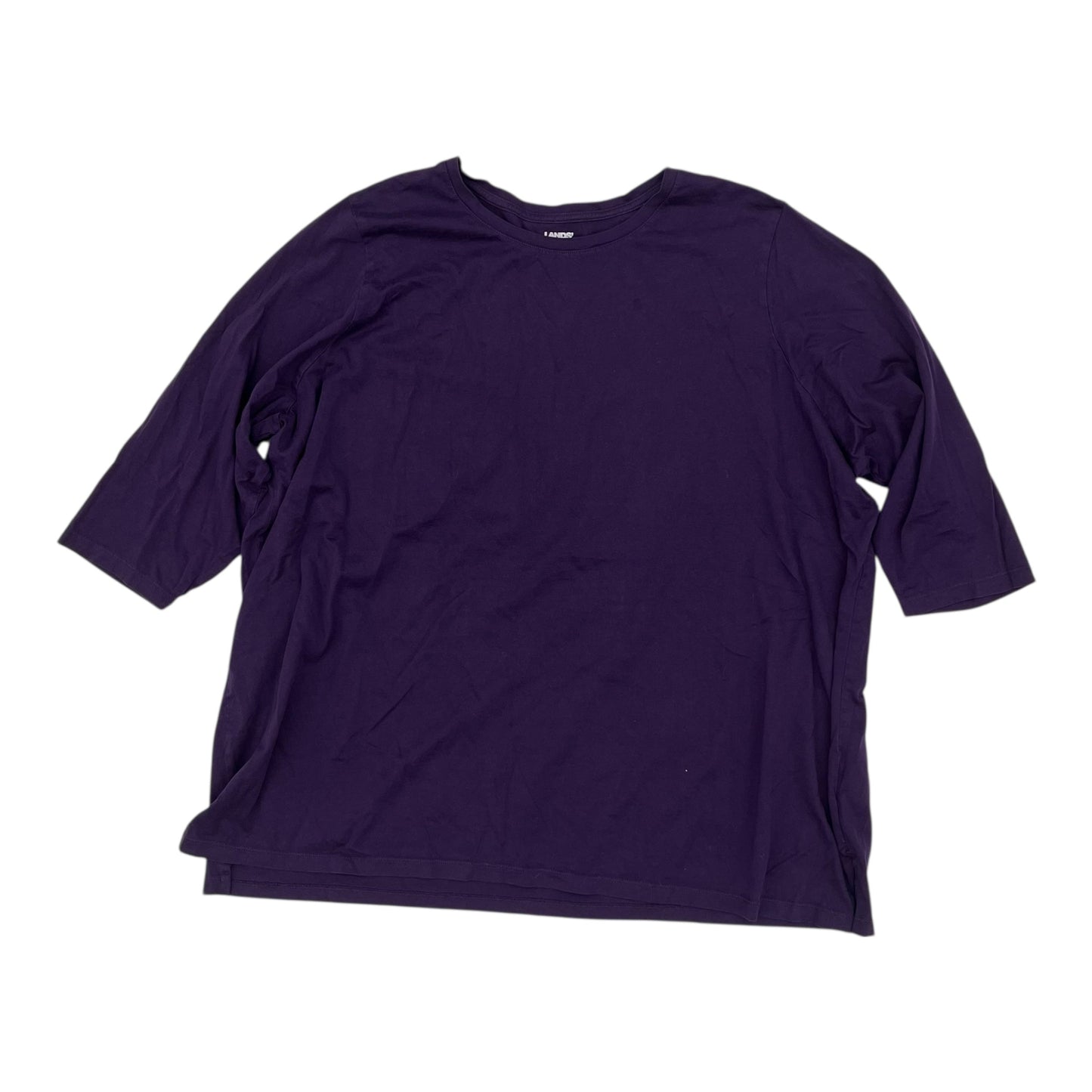 Top 3/4 Sleeve Basic By Lands End In Purple, Size:3X
