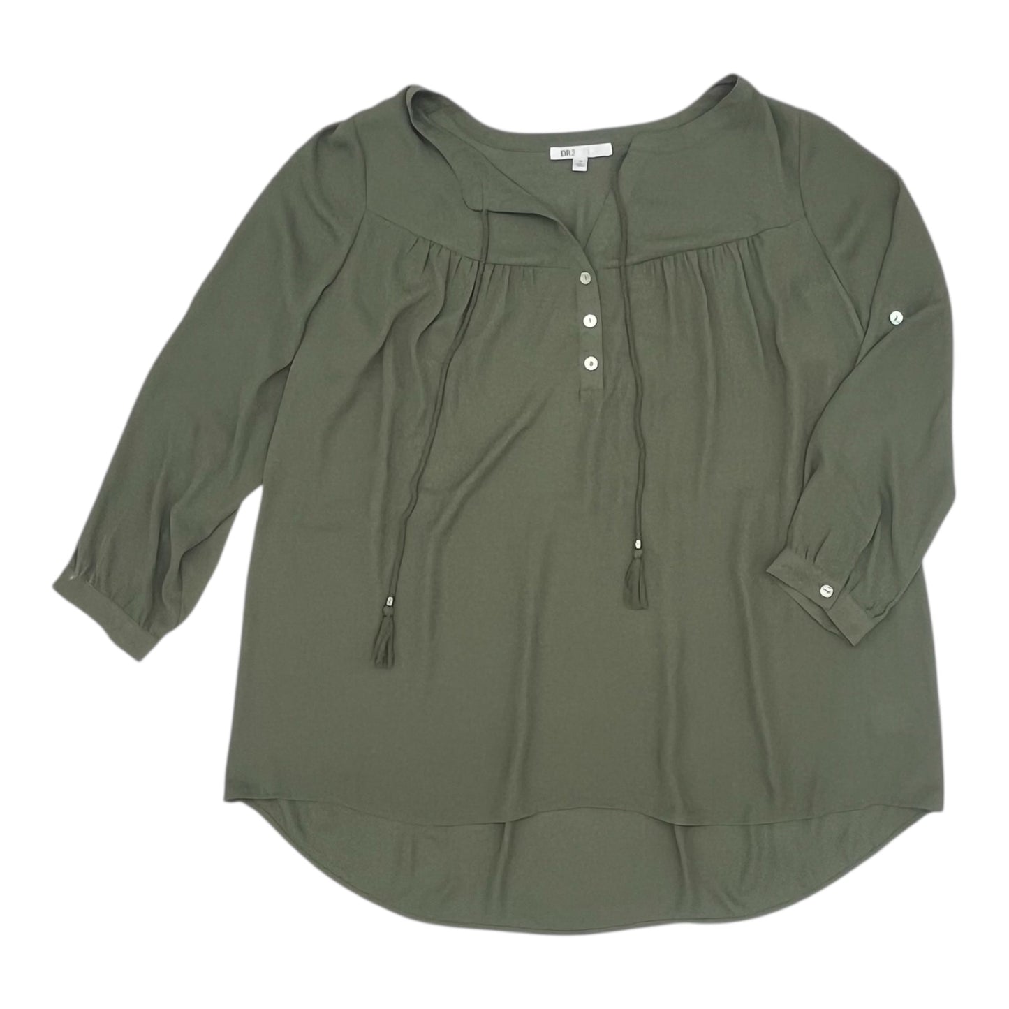 Blouse 3/4 Sleeve By Dr2 In Green, Size:1X