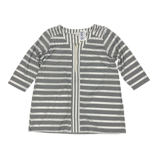 Blouse 3/4 Sleeve By Ava James In Black & White, Size:1X