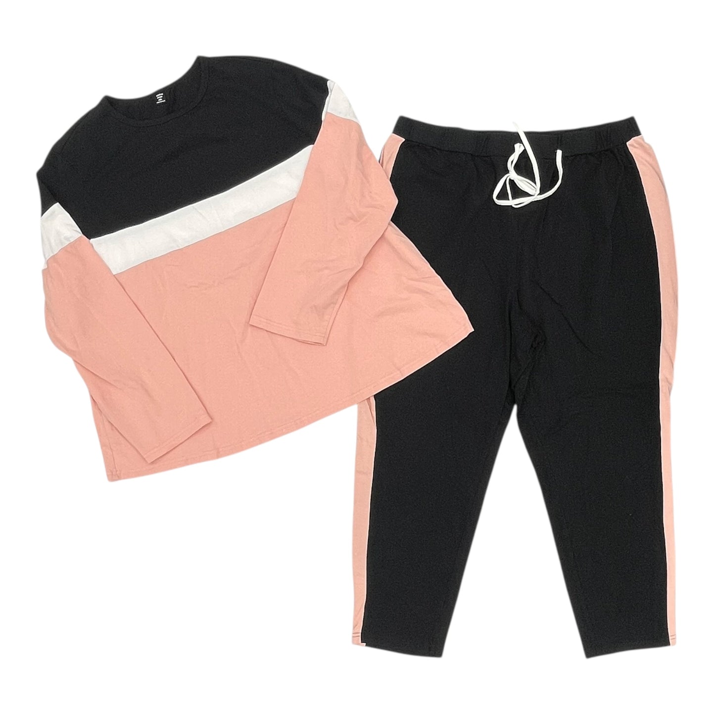 Lounge Set Pants By Shein In Black & Pink, Size:4X