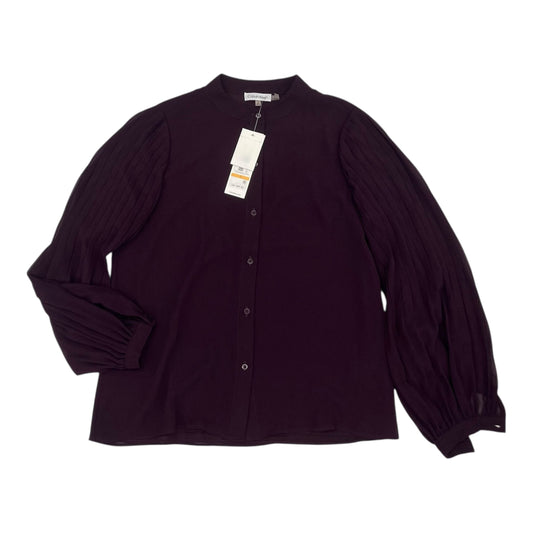 Blouse 3/4 Sleeve By Calvin Klein In Purple, Size:S