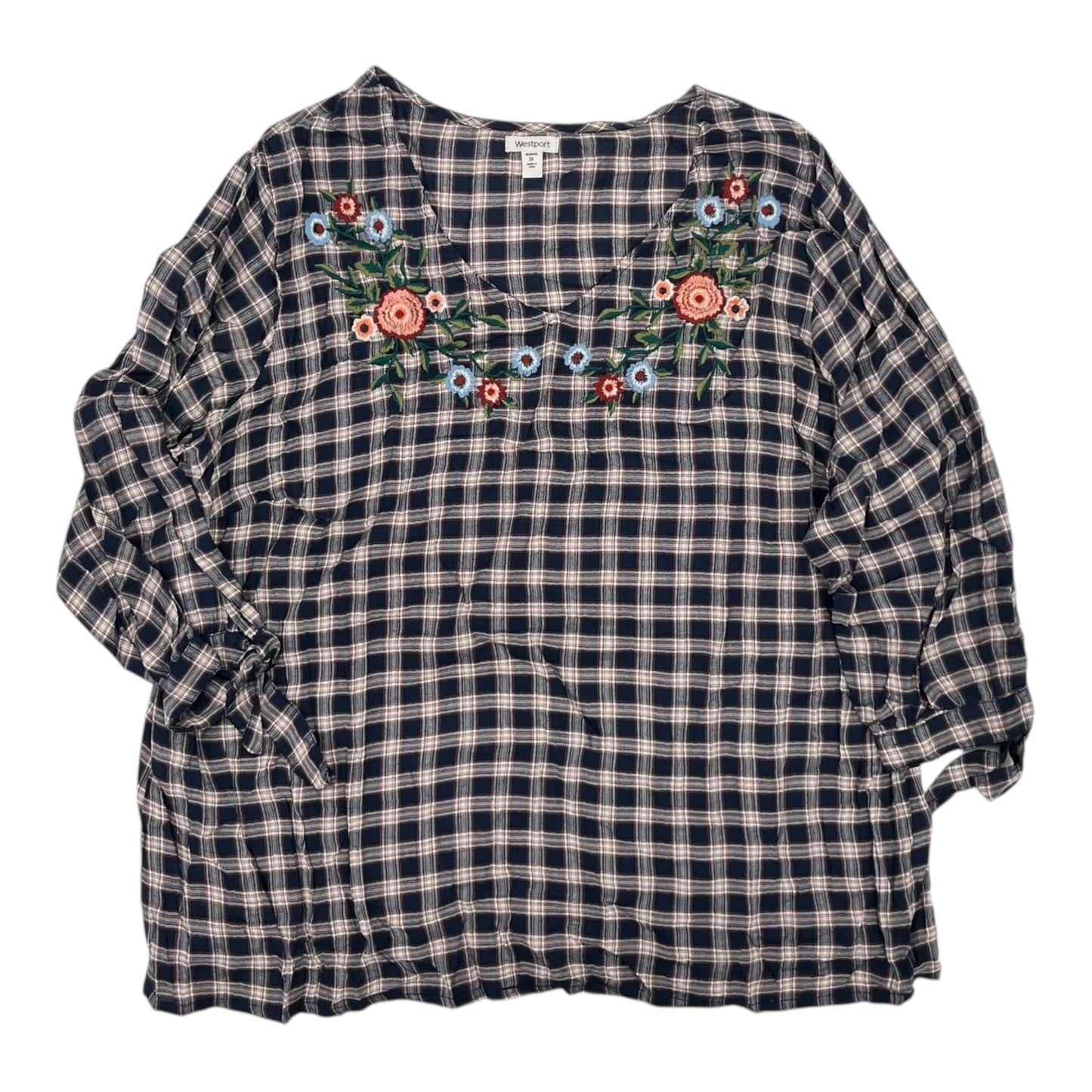 Blouse Ls By Westport In Blue, Size:3X