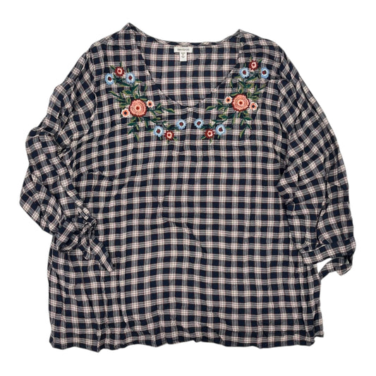Blouse Ls By Westport In Blue, Size:3X