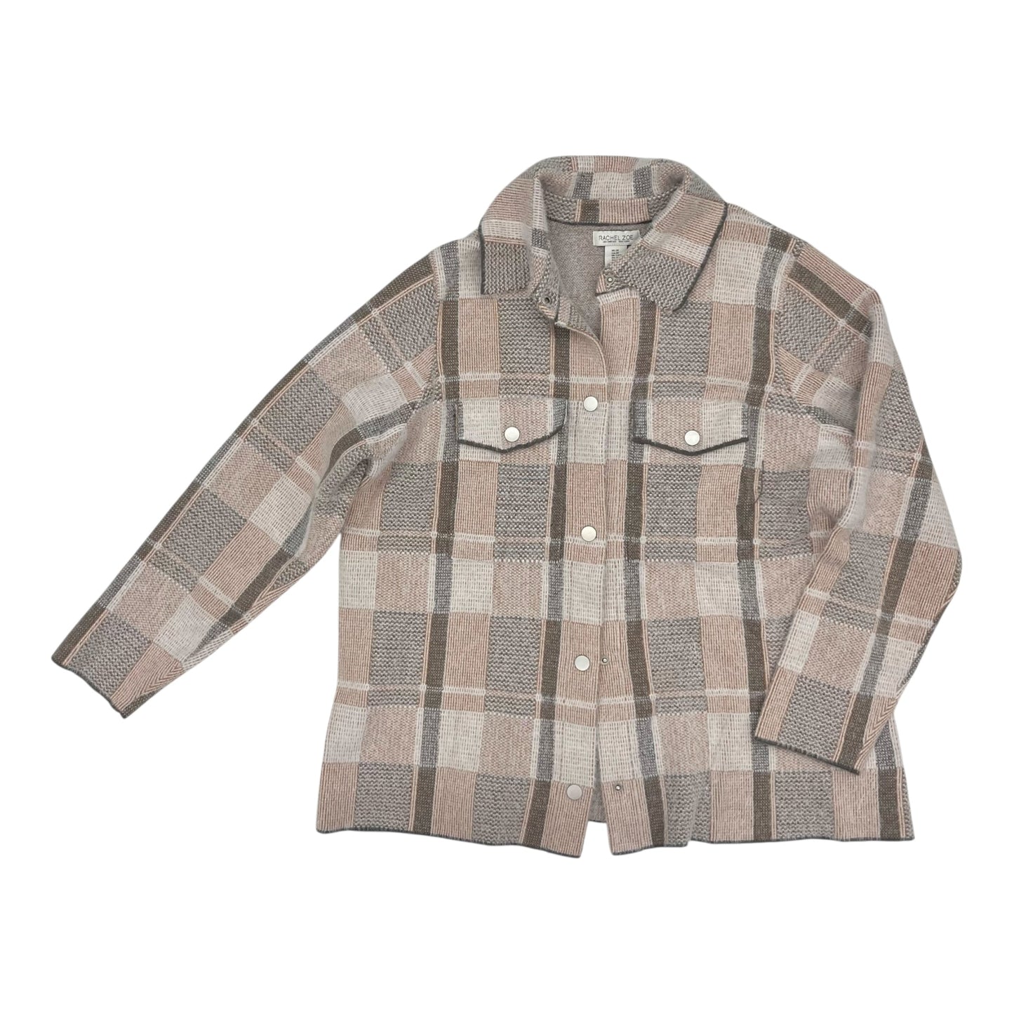 Sweater Cardigan By Rachel Zoe In Brown & Pink, Size:2X