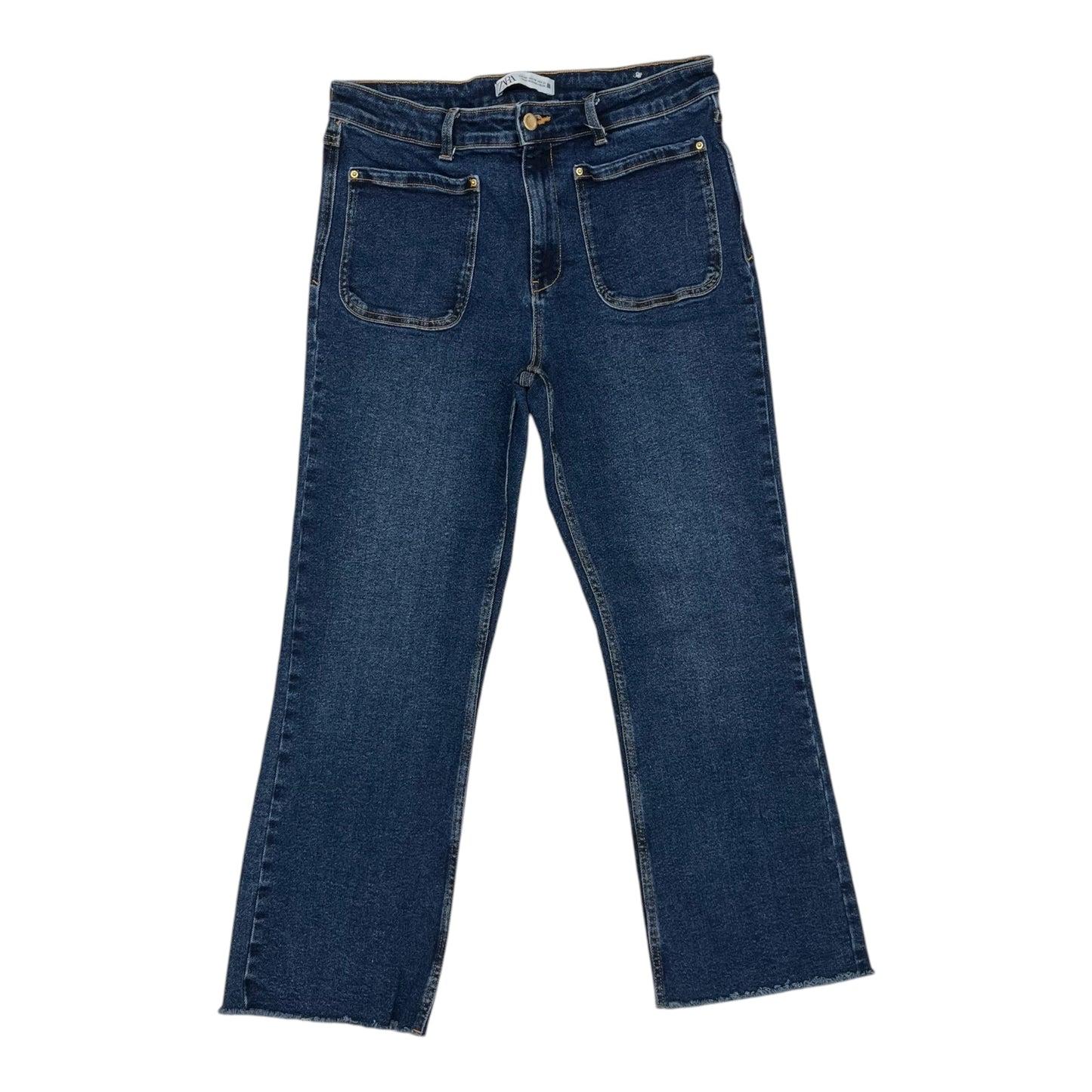 Jeans Straight By Zara In Blue Denim, Size:10