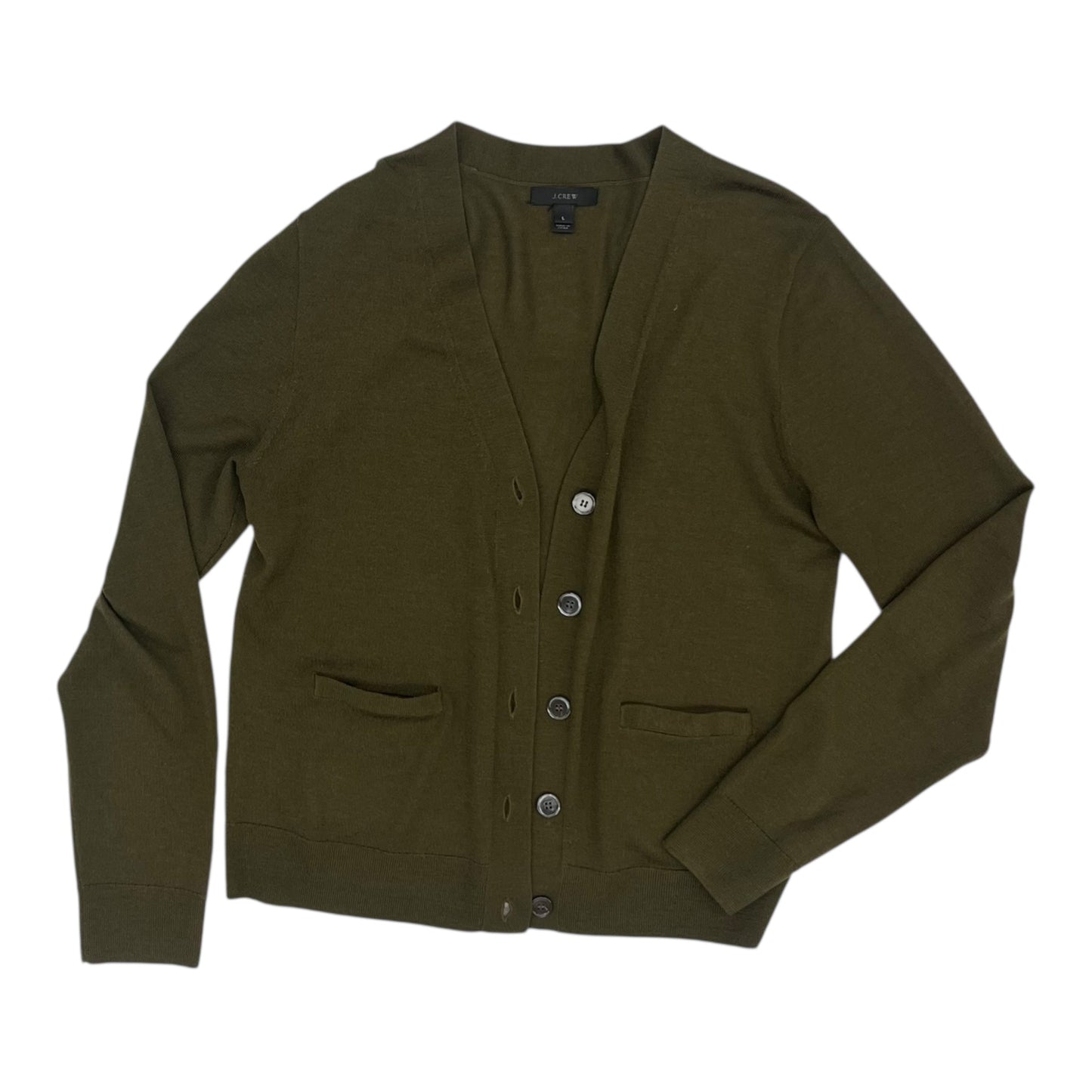 Sweater Cardigan By J. Crew In Green, Size:L