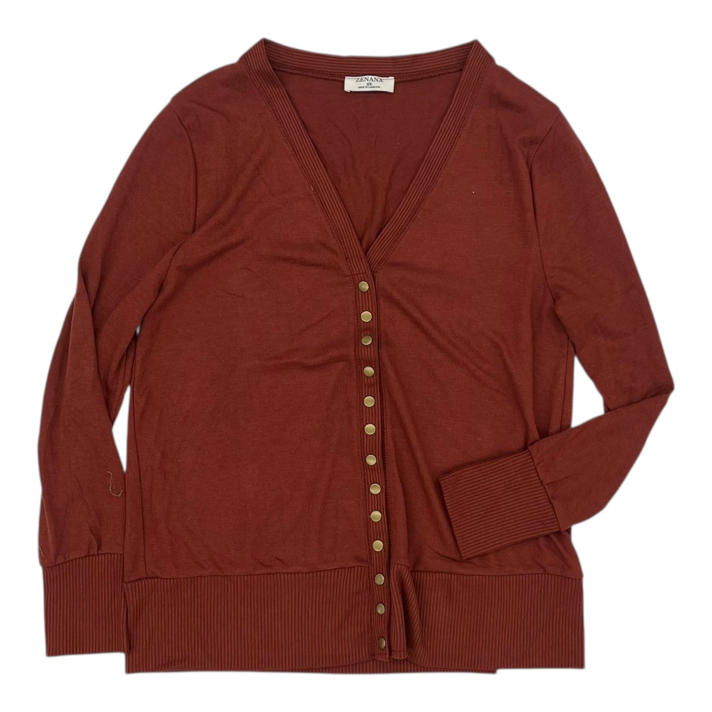 Cardigan By Zenana Outfitters In Brown, Size:2X