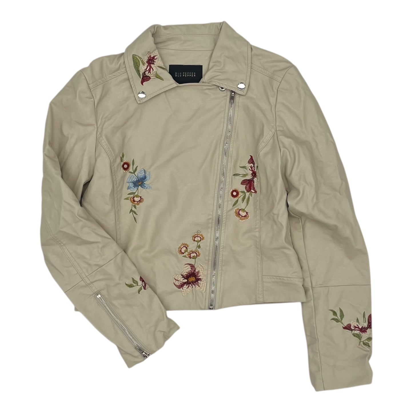 Jacket Moto By Blu Pepper In Cream, Size:S