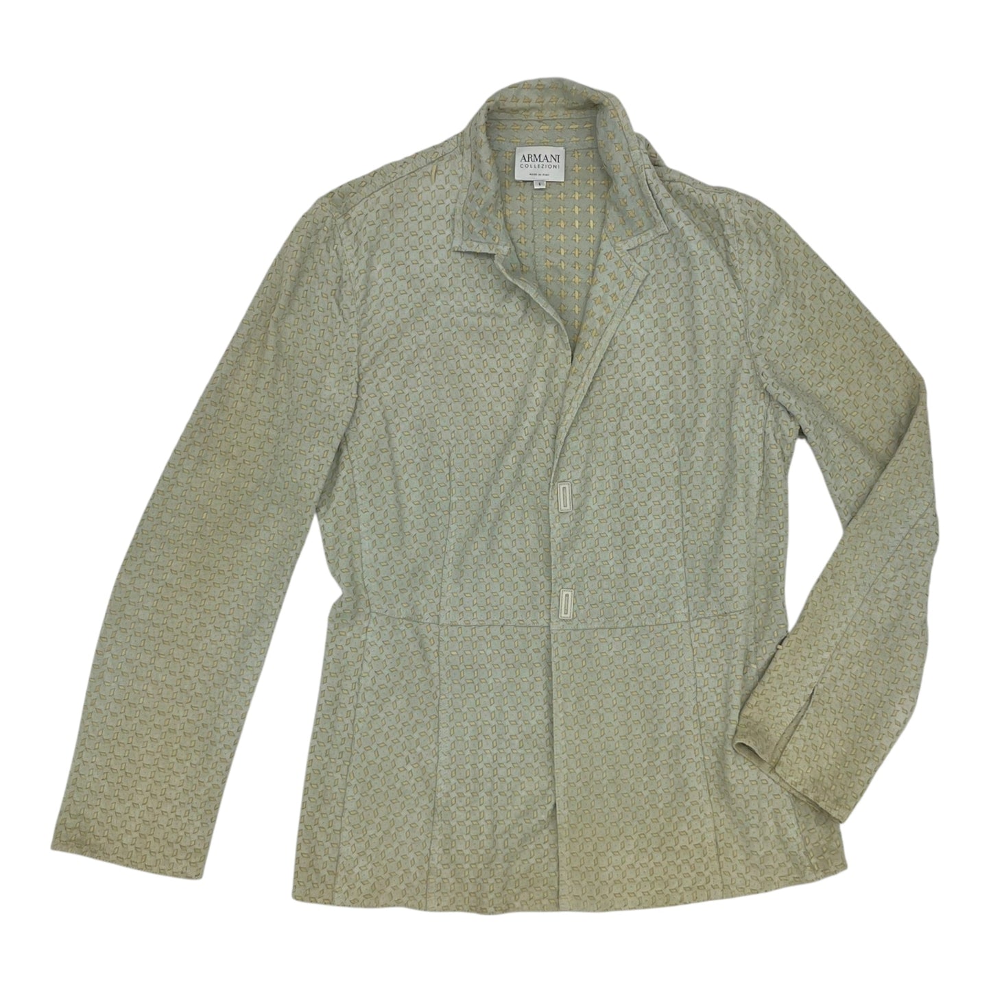 Jacket Leather By Armani Collezoni In Green, Size:S