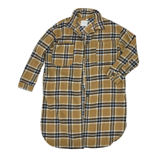 Jacket Shirt By Active Usa In Brown, Size:L