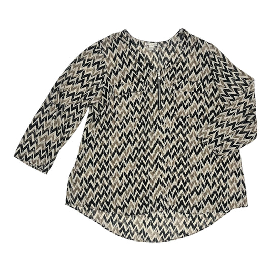 Blouse Ls By Cato In Black & Brown, Size:1X